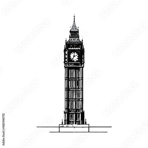 Vector art of big ben clock tower, a famous landmark in london, england