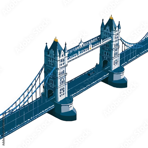 Vector art of tower bridge, a combined bascule and suspension bridge in london, england