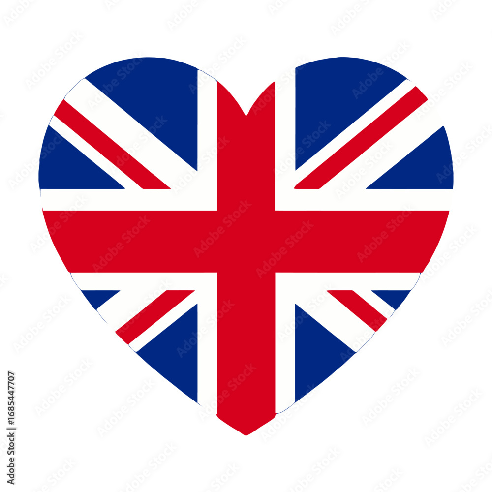 Obraz premium Vector art of heart shape with the union jack flag of the united kingdom