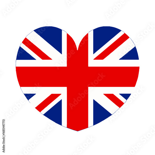 Vector art of heart shape with the union jack flag of the united kingdom