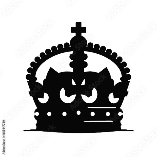 Vector art of black silhouette of a royal crown with a cross on top