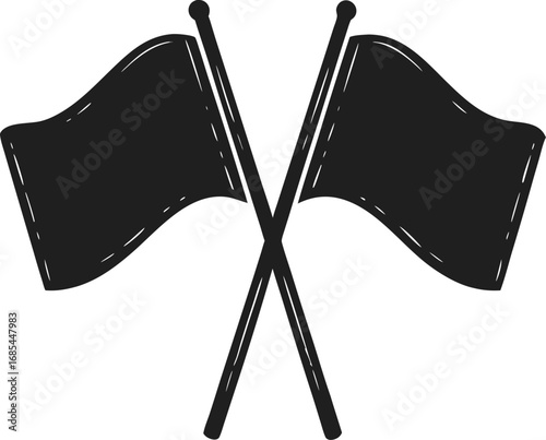 Two crossed flags silhouette against a clear sky, symbolising solidarity and unity. The flags waving gracefully on their poles