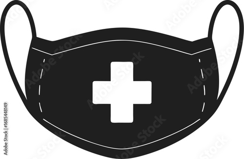 Protective mask with a cross symbol, representing healthcare and safety
