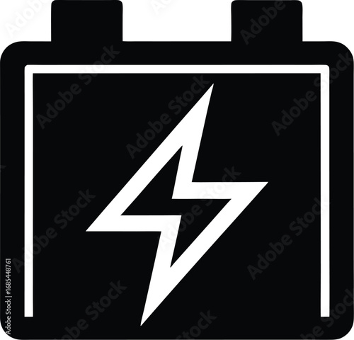 A simple image of a car battery with a lightning bolt, signifying power and energy