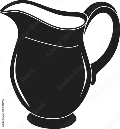 A simple black pitcher. It features a handle and a spout, ready for pouring