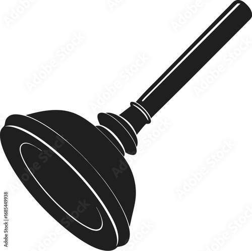 A plunger silhouette for cleaning and unclogging sinks and drains. The image captures a clean and straightforward view of the tool