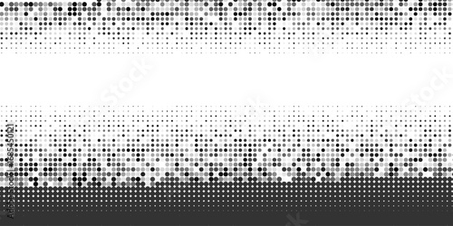 Dotted halftone gradient texture. Vanishing polka dot background. Repeating dots gradation pattern background. Black fading comic pop art overlay backdrop.