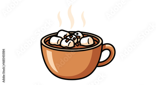 Cartoon Hot Chocolate with Marshmallows.