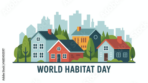  Flat Vector Illustration with Housing Elements