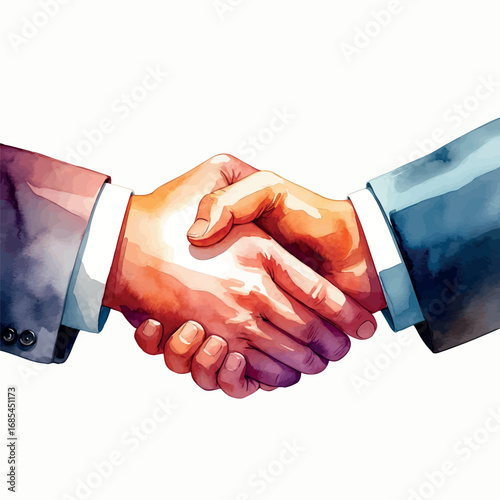 Watercolor vector business handshake for corporate deal and partnership, isolated