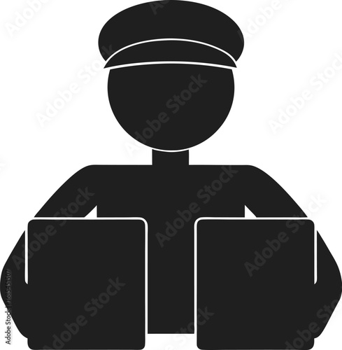 A delivery person silhouette holding packages