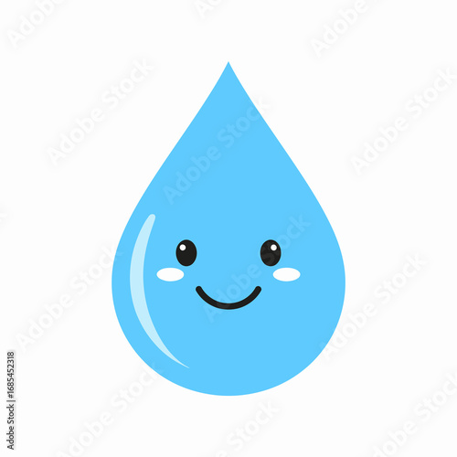 Cute Smiling Water Droplet Cartoon Character Illustration.