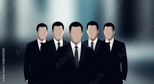 Minimalist Faceless Business People Team Group Illustration Artwork Design