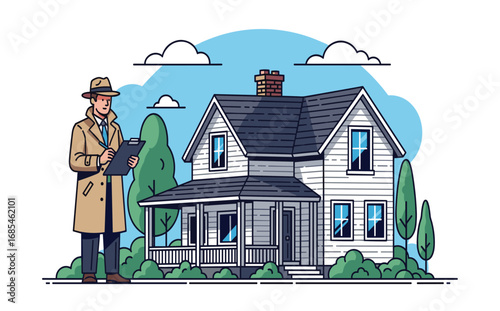 Inspector Evaluating Property for Real Estate Assessment and Review