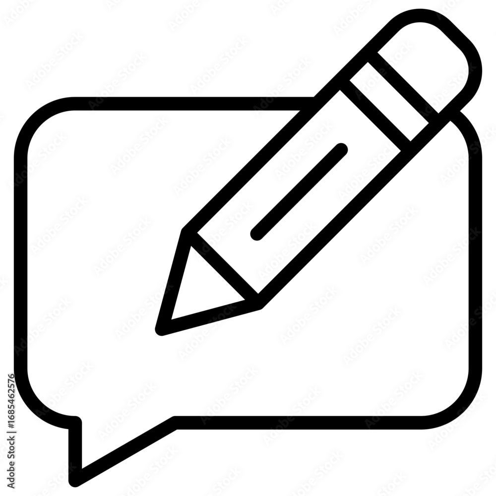 Obraz premium Message Edit Outline Icon Design Vector - Speech bubble with pencil, symbolizing editing, writing, or composing a message