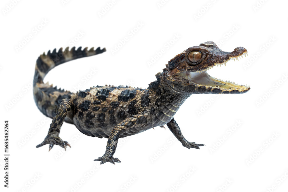 Naklejka premium Cuvier’s dwarf caiman (Paleosuchus palpebrosus) is a small crocodilian in the alligator family from northern and central South America.