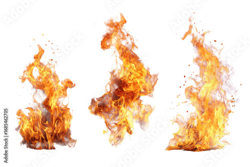 Three fiery, abstract representations of the United Kingdom, each a distinct shape of flames