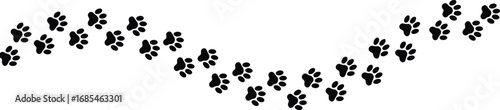 Vector illustration of a seamless grass pattern with a black cat and dog paw print for a football or soccer game design
