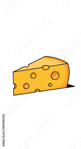 Delicious yellow cheese wedge with circular holes a popular dairy food product loved by many