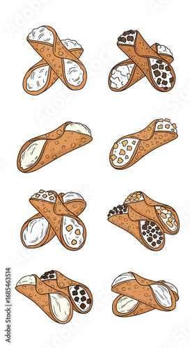 Delicious sweet cream filled pastry rolls with chocolate chips and nuts a tempting dessert treat
