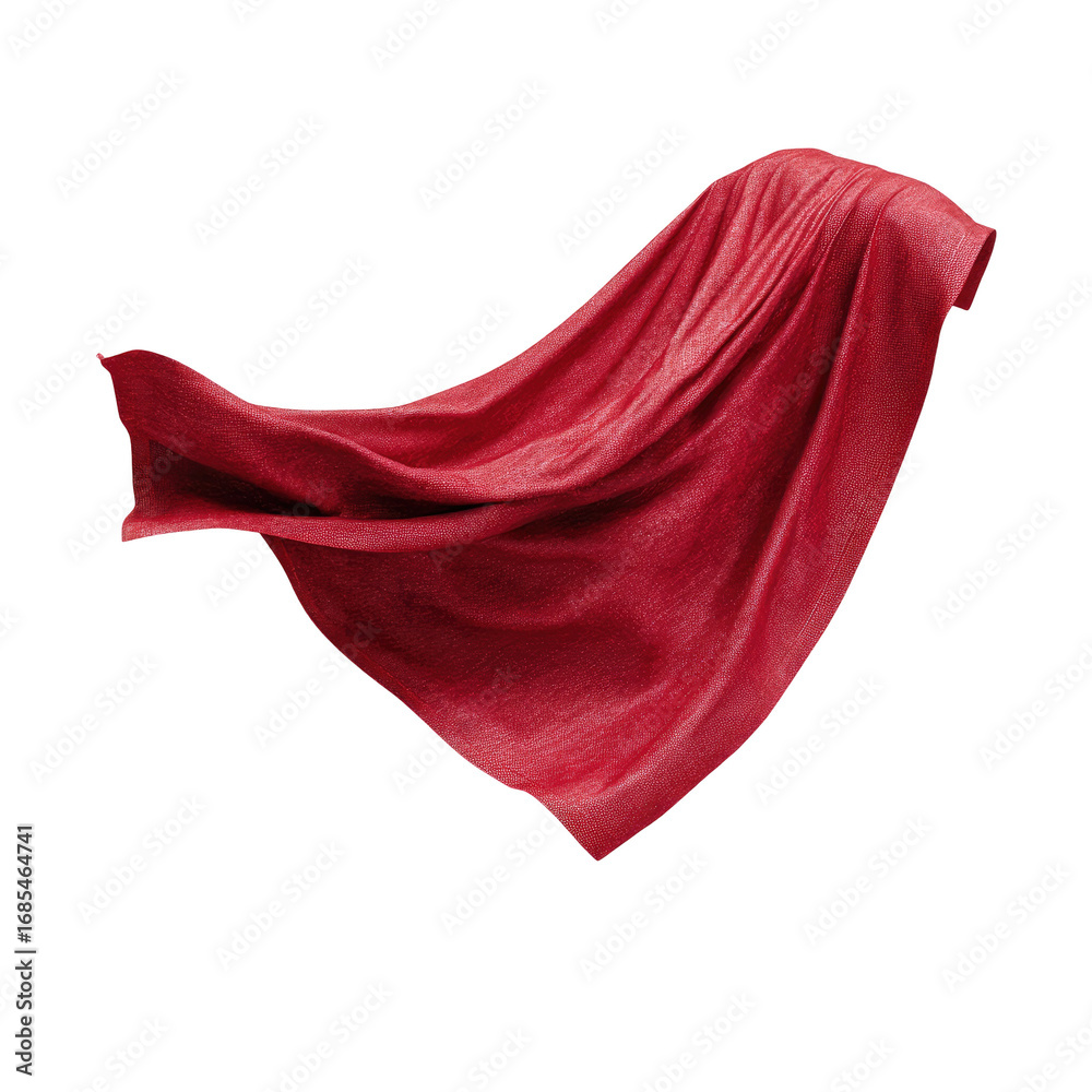 Naklejka premium Red fabric draped, flowing