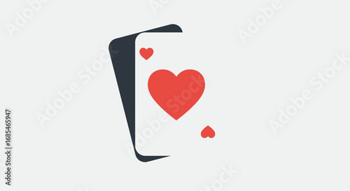 Ace of hearts playing card displayed prominently with a dark card behind it