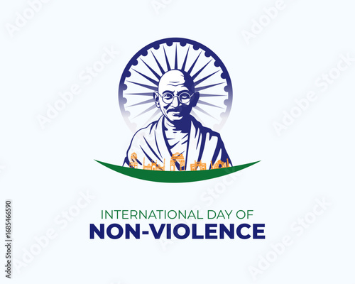 International Day of Non Violence. 2 October. Holiday concept. Template for background with banner, poster and card. Vector illustration.