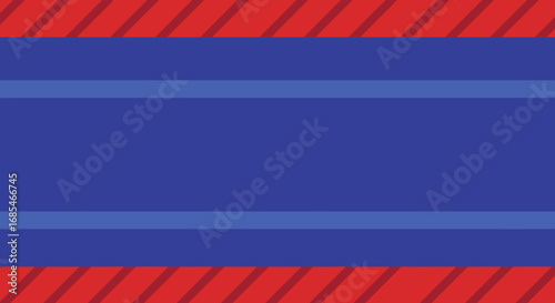 Bold abstract geometric background with vibrant red diagonal stripes and deep blue horizontal bands