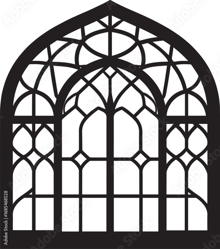 Black Arabian Arch Window Vector - Silhouette Architecture Clipart