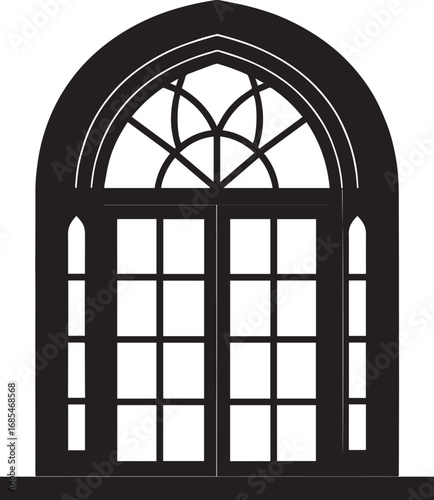 Black Arabian Arch Window Vector - Silhouette Architecture Clipart