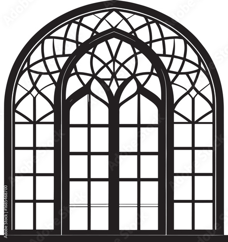 Black Arabian Arch Window Vector - Silhouette Architecture Clipart