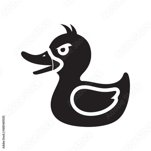 Aggressive Black Duck Character Illustration with Angry Expression