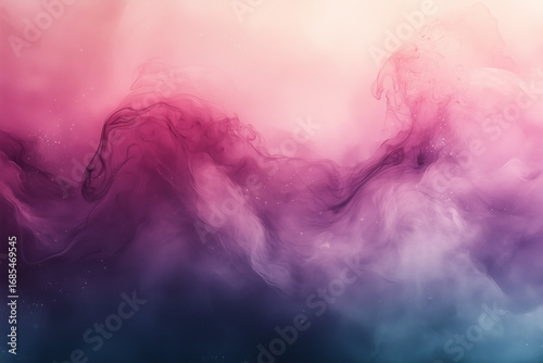 Mystical purple and pink smoke swirls gracefully across a dreamy cosmic background.