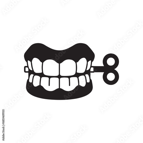Classic Wind-Up Chattering Teeth Novelty Toy Silhouette