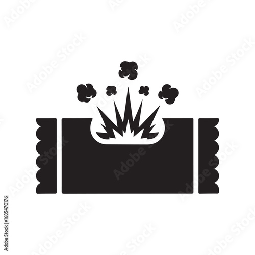 Bursting Package with Smoke Cloud Icon