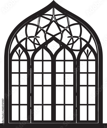 Black Arabian Arch Window Vector - Silhouette Architecture Clipart