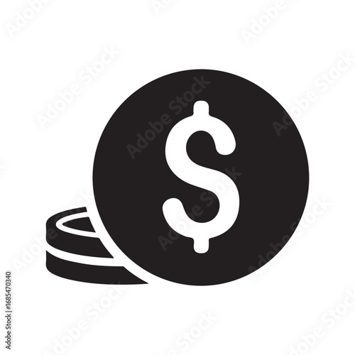 Dollar Sign Coin Stack Financial Icon