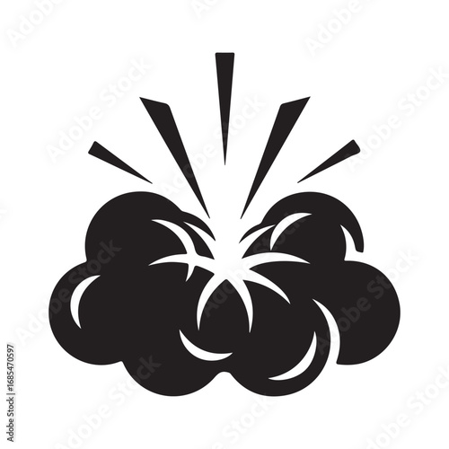 Stylized Black Explosion Burst Icon on White Background