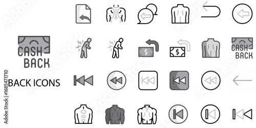 Back simple concept 24 Grew color icons set .Vector illustration.