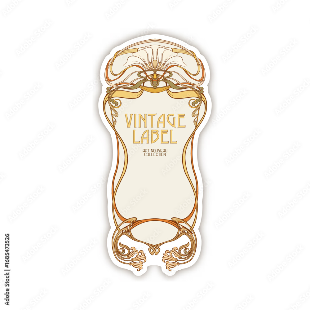 custom made wallpaper toronto digitalDecorative flowers and leaves in art nouveau style, vintage, old, retro style. Border, frame, template for product label, cosmetic packaging. Easy to edit. Vector illustration.