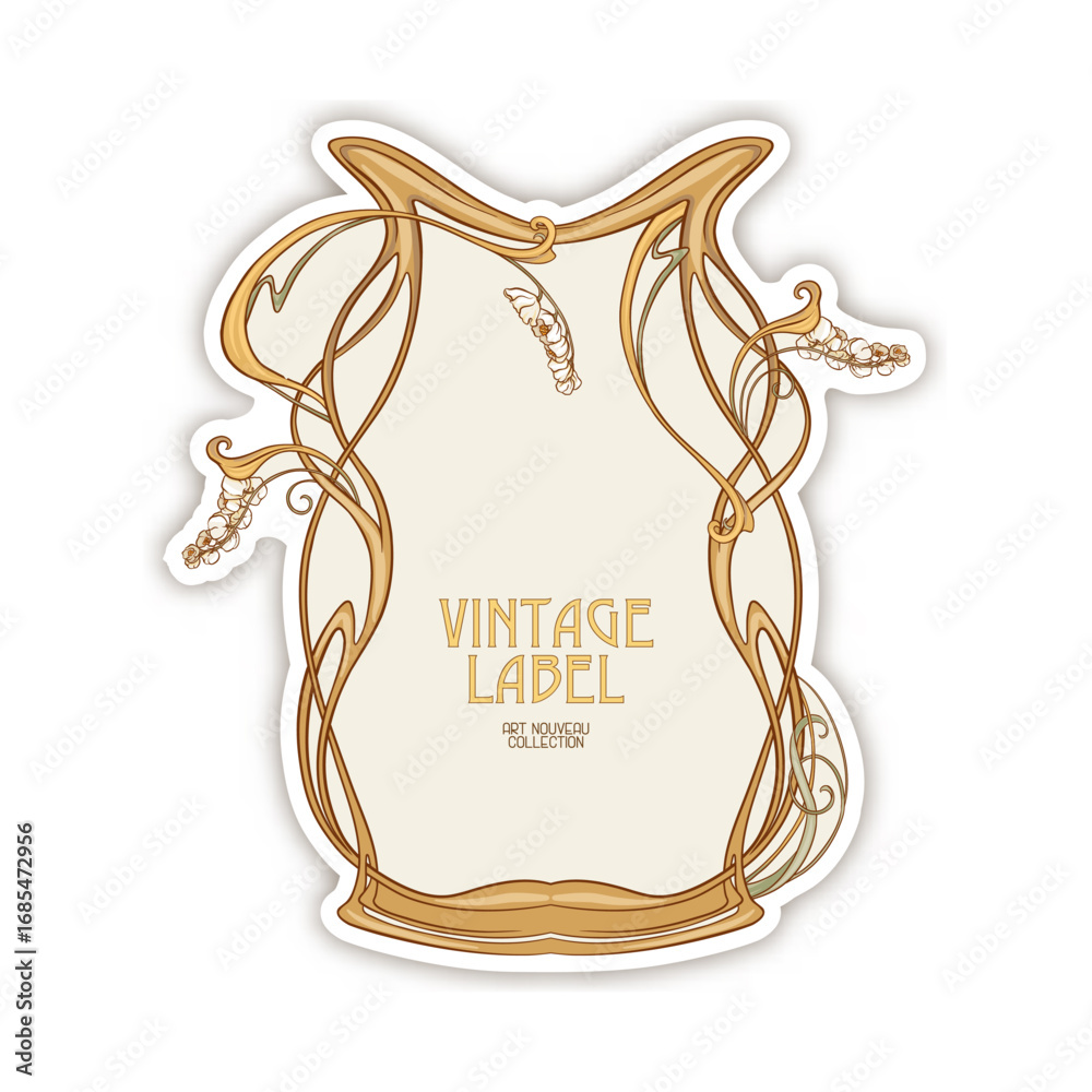 custom made wallpaper toronto digitalDecorative flowers and leaves in art nouveau style, vintage, old, retro style. Border, frame, template for product label, cosmetic packaging. Easy to edit. Vector illustration.