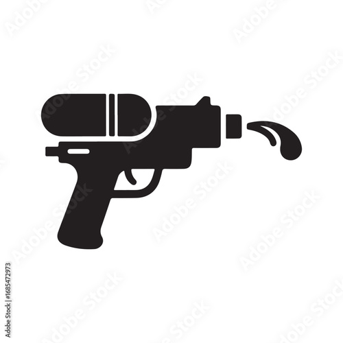 Black Silhouette of a Water Gun Shooting Water