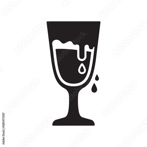 Graphic Icon of a Glass with Dripping Liquid