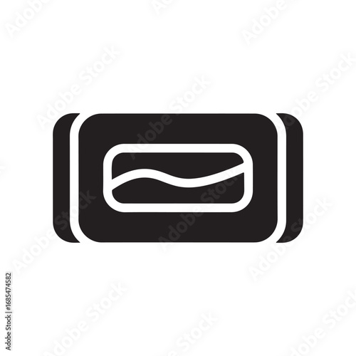 Solid Black Soap Bar Icon for Personal Hygiene and Cleanliness