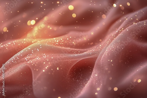 Soft Pink Fabric With Glitter in Gentle Waves Creating a Shimmering Effect.