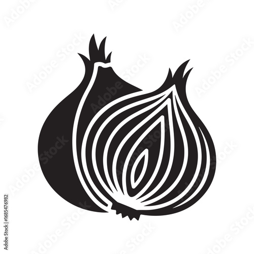 Fresh Onion with Sliced Layers Vector Icon