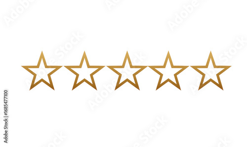 Five gold stars, slightly pixelated, on black background