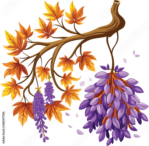 Spooky Lavender Halloween Autumn Branch Purple Flowers