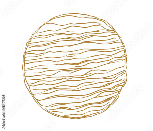 Circular, light beige/tan surface with wavy, tan lines