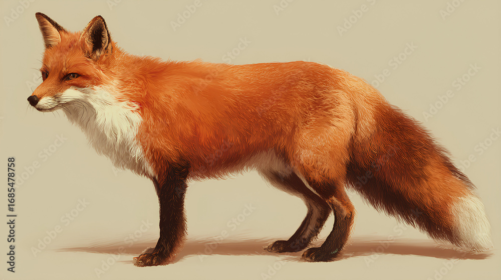 Obraz premium Digital illustration of a red fox
